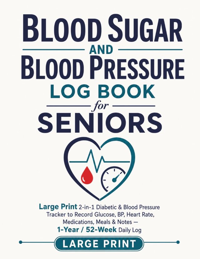 Cover of Blood Sugar and Blood Pressure Log Book for Seniors